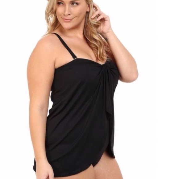 LAUREN Ralph Lauren Women's One Piece Bandeau Swim Dress Black - Picture 4 of 11